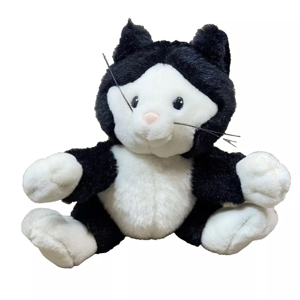 Vintage 80s Russ Caress Soft Pets Black White Cat #564 Plush Stuffed Carlton Jr - Picture 1 of 9